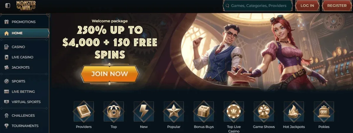 Monsterwin homepage darmowy bonus kasyno bez depozytu